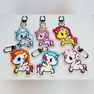 Toki Doki Unicorn Colorful Keychain Purse Backpack Charm Clip Set Of 6